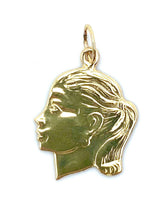 14KGF Female Head Charm , Sku#922-C
