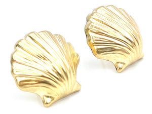 14KGF Seashell Studs , Sku-#T71-1