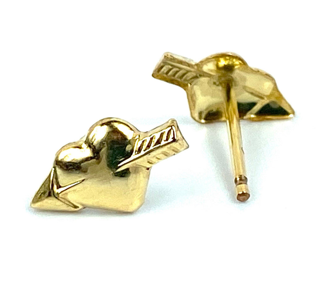 14KGF Arrow Heart Stud Earrings, 14KGF, 14K Gold Filled, 14K Gold Fill, 14K Gold, Sku:78-4