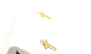 14KGF Cross Studs , Sku#1667.020