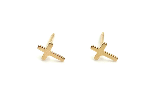 14KGF Cross Studs , Sku#1667.020