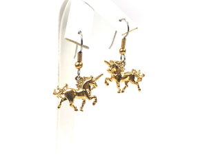Unicorn dangle drop earrings, 14KGF , sterling silver hook , SKU#UNI998