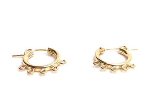 14KGF Hoop Earrings w 5jr , Sku#090C005JR