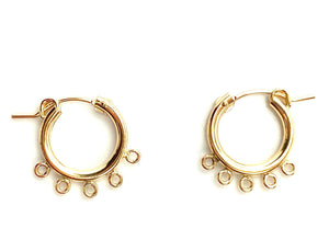14KGF Hoop Earrings w 5jr , Sku#090C005JR
