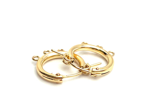 14KGF Hoop earrings w 3jr , Sku#090C003JR