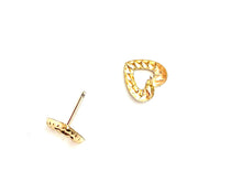 14KGF Heart Stud Earrings , Sku#2027-4