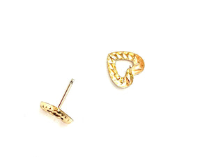 14KGF Heart Stud Earrings , Sku#2027-4