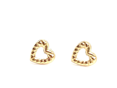 14KGF Heart Stud Earrings , Sku#2027-4