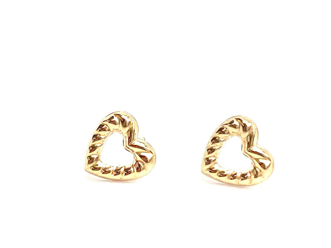 14KGF Heart Stud Earrings , Sku#2027-4