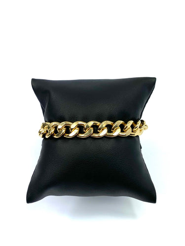 14KGF 10.5” 9mm Curb Chain Bracelet, 14K Gold Filled, 14K Gold Fill, Sku: SM94LC-10.5