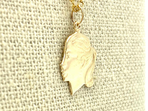 14KGF Female Head Charm , Sku#922-C