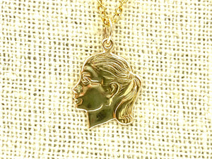 14KGF Female Head Charm , Sku#922-C