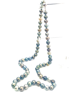 Stunning 43 inch Tahitian pearl necklace with a 14K white gold with diamonds, 17mm to 13mm size, silk knotted, AA Quality pearls