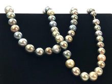 Stunning 43 inch Tahitian pearl necklace with a 14K white gold with diamonds, 17mm to 13mm size, silk knotted, AA Quality pearls