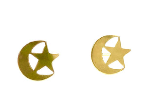 14KGFCresent Moon and Star , Sku#256-4