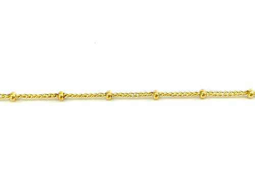 14KGF 1.0mm Satellite Cable Chain Satellite With 2.0mm Bead, 14KGF, 14K Gold Filled, 14K Gold Fill, 14K Gold, Sku: S1428MC38