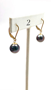 Tahitian pearl earrings with 14KGF lever backs, SKU# 070783