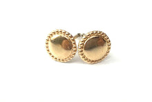 14KGF Circle stud earrings with delicate detailed edges, 14K gold filled