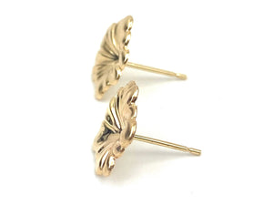 14K Solid Gold Flower Studs , Sku#E81-2