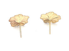 14K Solid Gold Flower Studs , Sku#E81-2