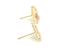 14K Solid Gold Flower Studs , Sku#E81-2