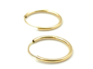 14K Solid Gold Hoops, Sku#2186