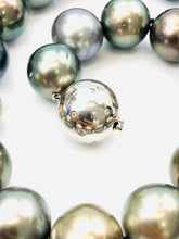 Stunning 43 inch Tahitian pearl necklace with a 14K white gold with diamonds, 17mm to 13mm size, silk knotted, AA Quality pearls