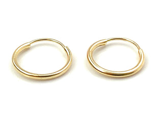 14K Solid Gold Small Hoop Earrings , Sku#2175