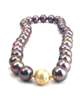 Aubergine AAA / AA with 14K gold Diamond ball clasp pearl necklace , SKU# 070776