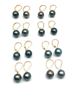 Tahitian pearl earrings with 14KGF lever backs, SKU#070784