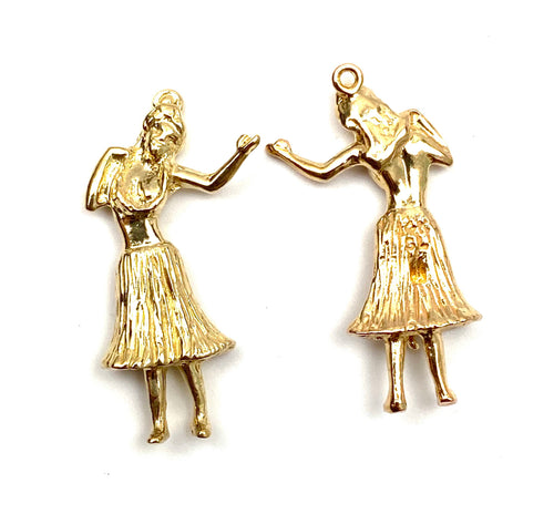 14K hula girl charm, Rose gold & gold, SKU#L-142