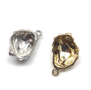 14K solid gold and white gold sea shell charm, SKU# L-23