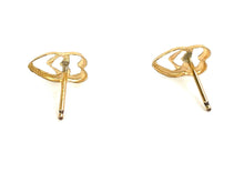 Double Heart Studs , Sku#385-4