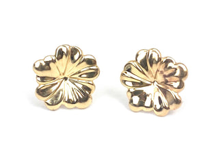 14K Solid Gold Flower Studs , Sku#E81-2