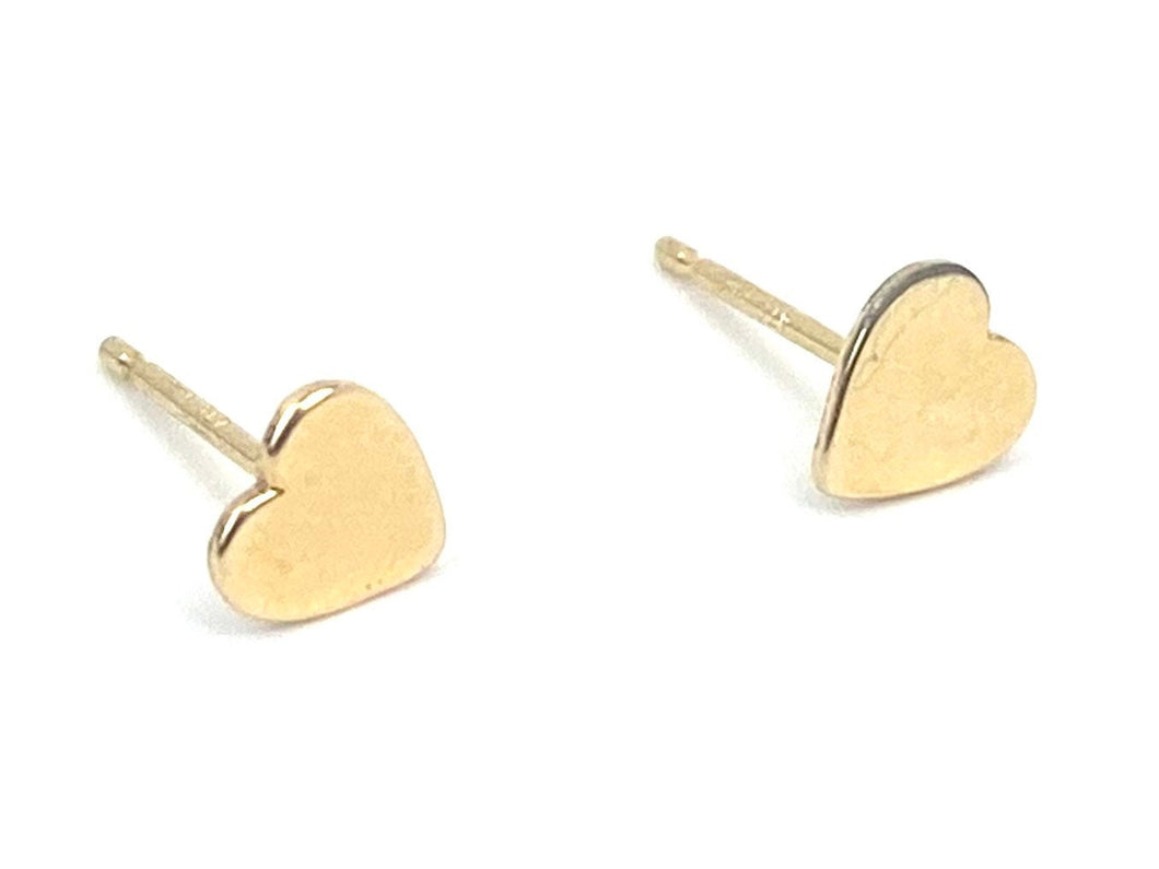 14K Solid Gold Heart Studs, Sku#10-020-2