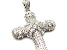 Sterling silver cross pendant, cubic zirconia, SKU# 10032