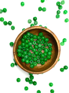 Stunning dyed jade bead, green carved, SKU#10046