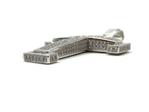 Sterling silver cross pendant, cubic zirconia, SKU#10029
