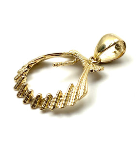 14K solid gold, white gold and rose gold shell pendant with bail, SKU# TP- 058
