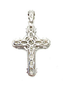 Sterling silver cross pendant, cubic zirconia, SKU# 10032