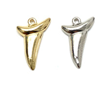 14K solid white gold and yellow gold shark tooth charm , SKU# L-32