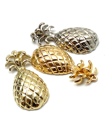 14K solid white gold, rose gold and yellow gold pineapple charm, SKU# L-91