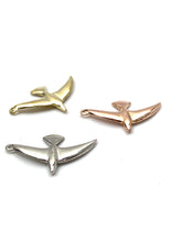 14K solid white gold, yellow gold and rose gold bird charm, SKU# L-10