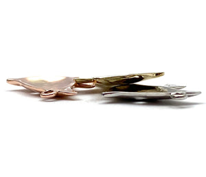 14K solid white gold, yellow gold and rose gold fish charm, SKU# L-11