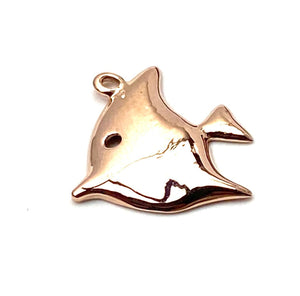 14K solid white gold, yellow gold and rose gold fish charm, SKU# L-11
