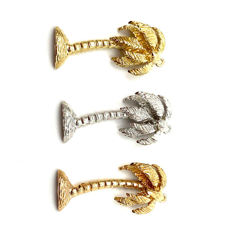 14K solid white gold, rose gold and yellow gold palm tree charm, SKU# L-90