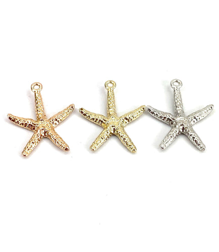 14K solid rose gold, white gold and yellow gold star fish charm , SKU# L-133