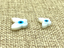 Mother Of Pearls Blue Eye Butterfly Beads, Mother Of Pearl Beads, Evil Eye Beads