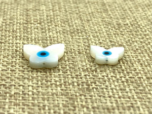 Mother Of Pearls Blue Eye Butterfly Beads, Mother Of Pearl Beads, Evil Eye Beads