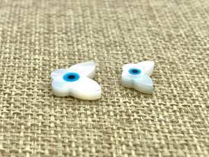 Mother Of Pearls Blue Eye Butterfly Beads, Mother Of Pearl Beads, Evil Eye Beads